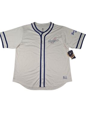 NEW True Fan Cooperstown Collection Los Angeles Dodgers Jersey Men's XXL Off-WHT